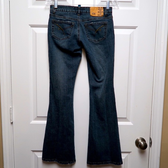 Y2K Dollhouse “You are beautiful” Denim Jeans Size 1/2 Mid-Rise Flared - Picture 6 of 9